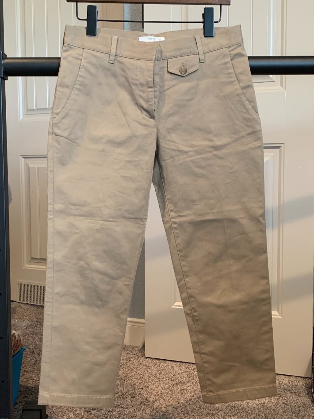 Prada Milano Khaki Cotton Twill Patch Coin Pocket Capri Trousers - IT 40